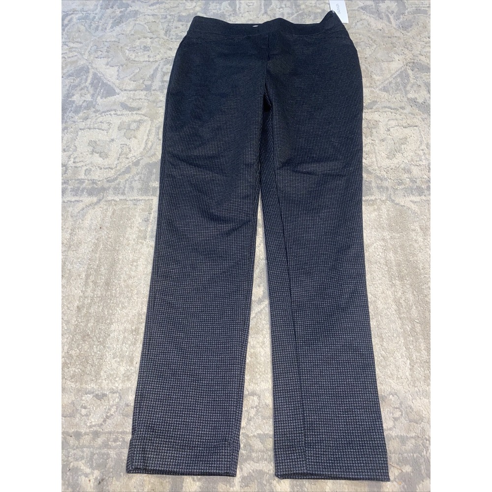 New Calvin Klein‎ Women's Plaid Pull-On Pants Black Size 4 Gray Black